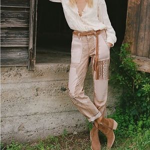 Anthropologie Pilcro The Camp Wanderer Patchwork Embellished Pants Size 28